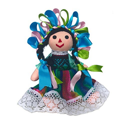 Mexican Handmade Traditional Rag Doll - 7 inches - Green