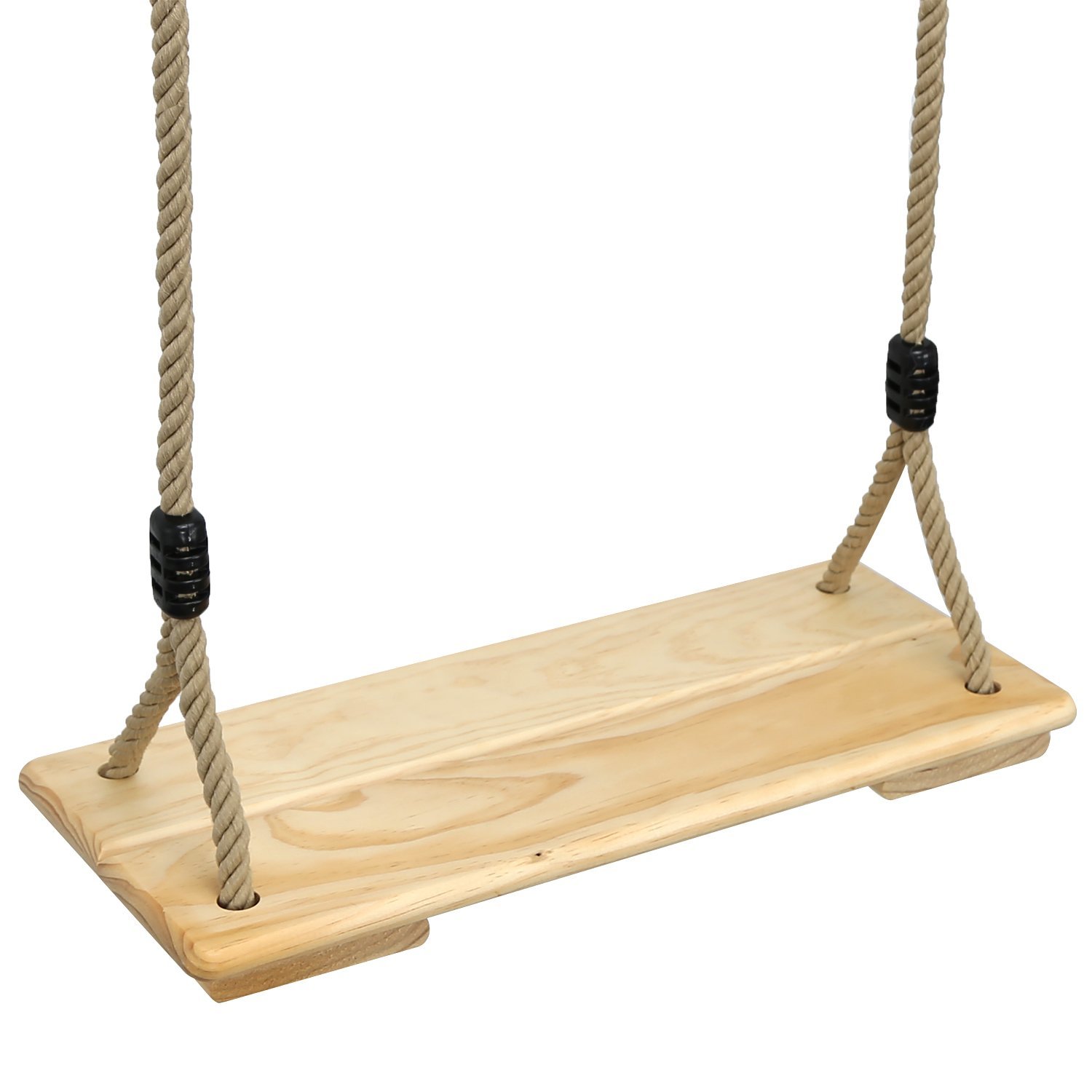 PELLOR Wooden Swing Seat Indoor and Outdoor Hanging Seat Max Load 100KG (Rope Max: 210cm, burlywood)