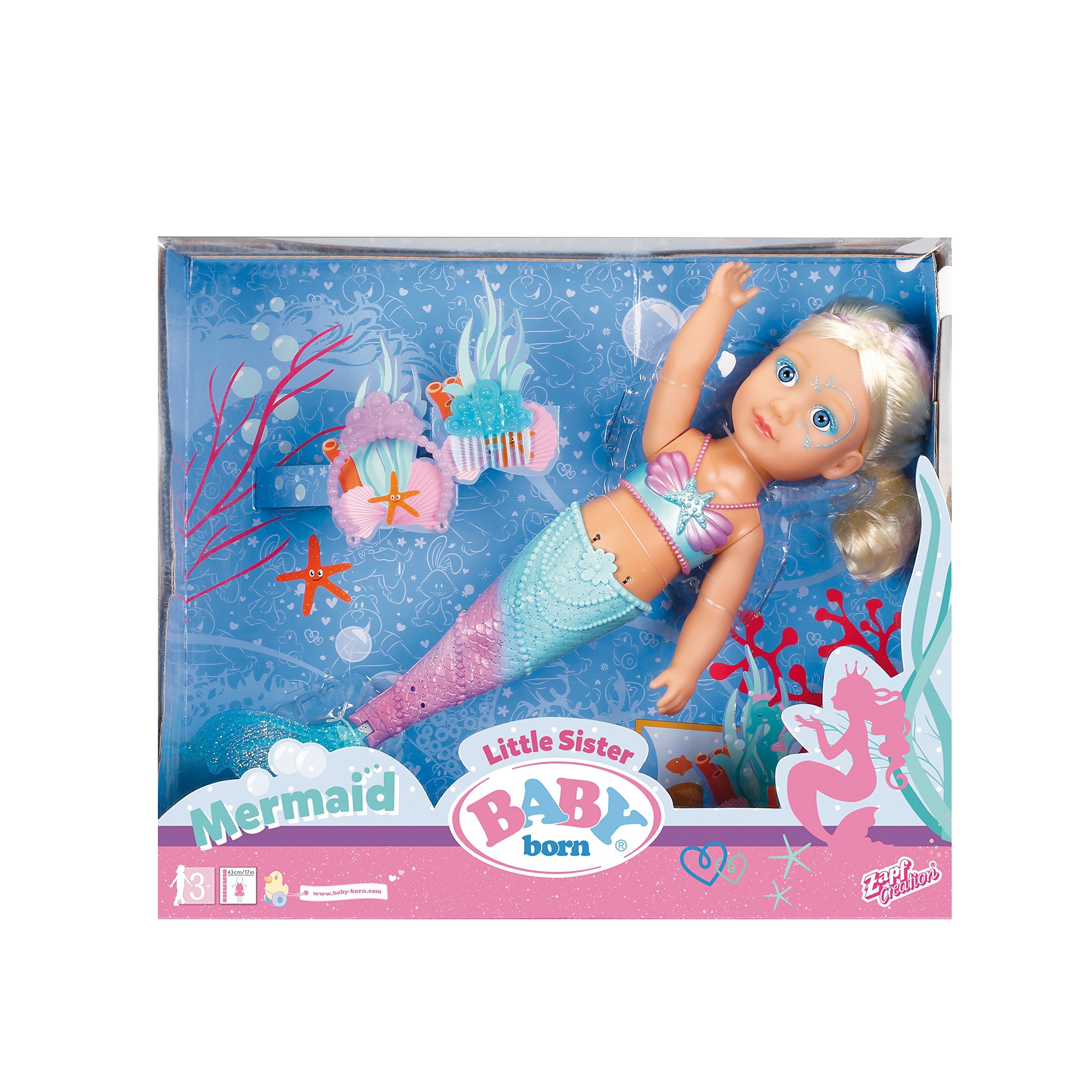 Baby Born 824344 Little Sister Mermaid Function Doll
