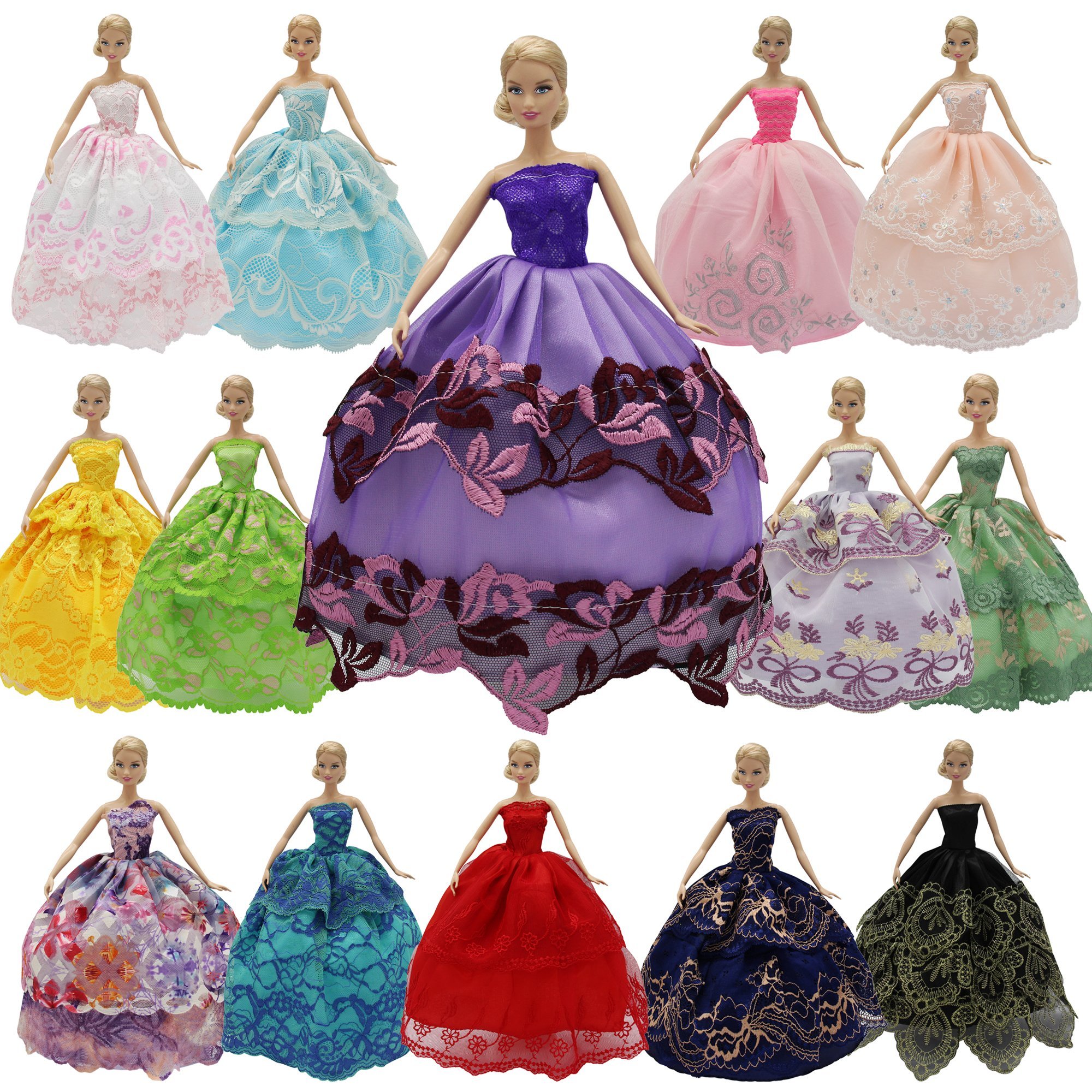 ZITA ELEMENT 6 PCS Fashion Handmade Wedding Party Dress Gown for Barbie Doll XMAS Gift - Random Style Outfits
