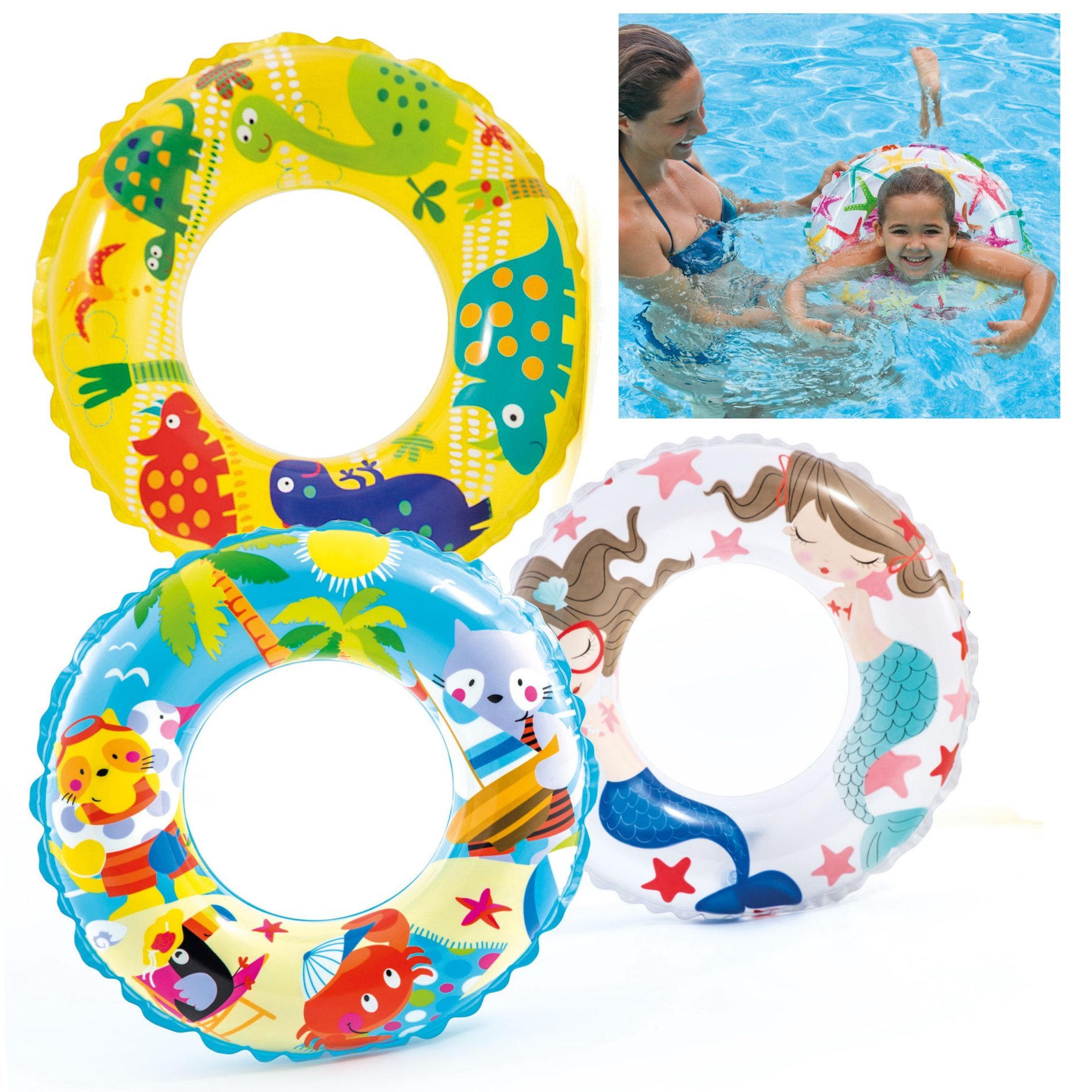 Intex 24" Inflatable Swim Ring Childrens Pool Fun - Assorted Design - Pool Toy