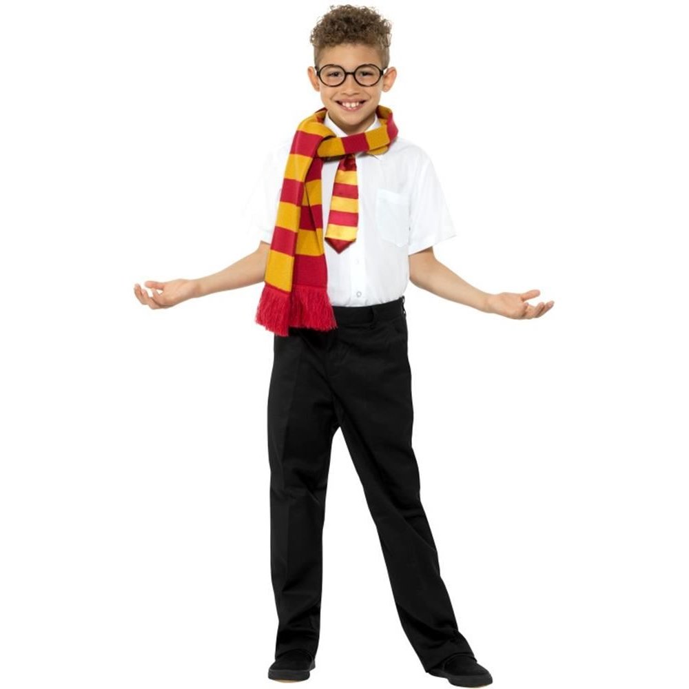 Wizard Schoolboy Kit, Scarf/Tie/Glasses, Fancy Dress, Medium Age 7-9