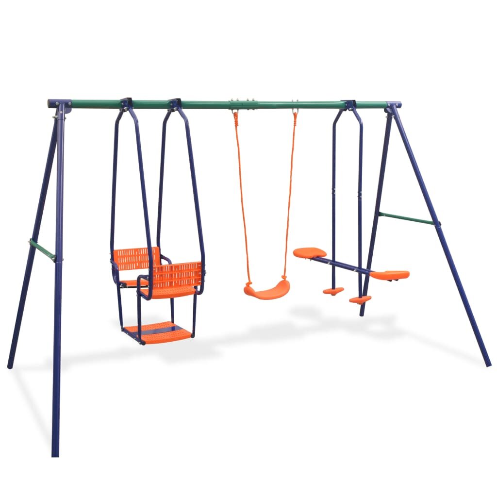 vidaXL Swing Set with 5 Seats Orange Outdoor Children Activity Playset Frame